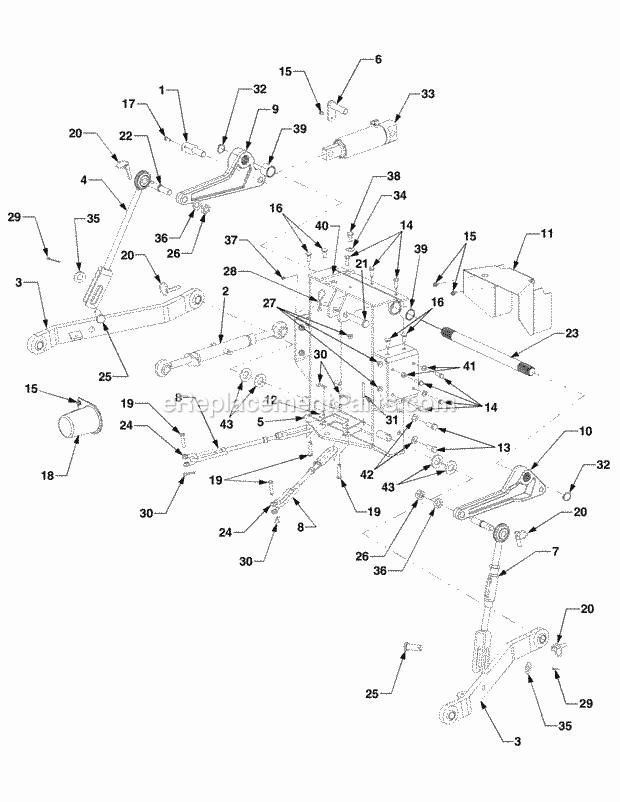 Three Point Hitch Diagram and Parts List for 5254E 54AE542-710, 54BE542-710, 54CE542-710 Cub Cadet Lawn Tractor